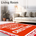 Festive Red Christmas Typography Sign Rug