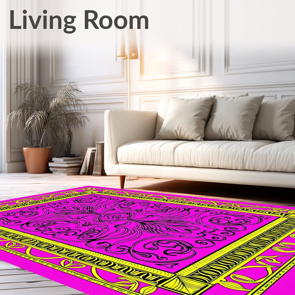 Hot Pink Ornate Scrollwork Rug