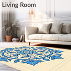 Charming Blue Floral Medallion Rug