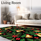 Golden Bells Red Holly Swirl Rug