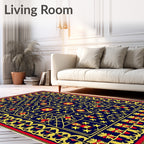 Bold Navy Yellow Red Geometric Figures Rug