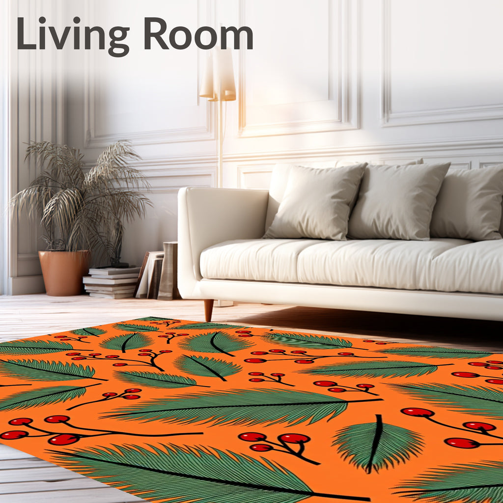 Festive Green Fir Berry Orange Rug