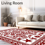 Deep Red Star Geometric Medallion Rug