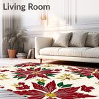 Crimson Poinsettia Garden Floral Rug