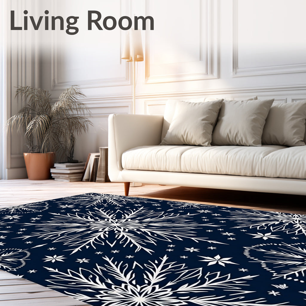 Midnight Blue Snowflake Radiance Rug