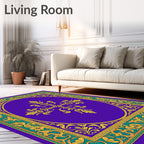 Royal Purple Gold Floral Medallion Rug