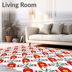 Red Yellow Green Medallion Repeats Rug