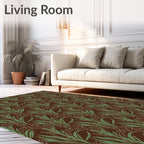 Brown Green Leafy Vine Repeats Rug