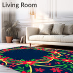 Crimson Floral Festive Garland Rug