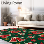 Red Jingle Bells Snowflake Christmas Rug
