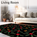 Red Flower Sprigs Round Ornament Rug