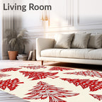 Crimson Winter Evergreen Forest Rug