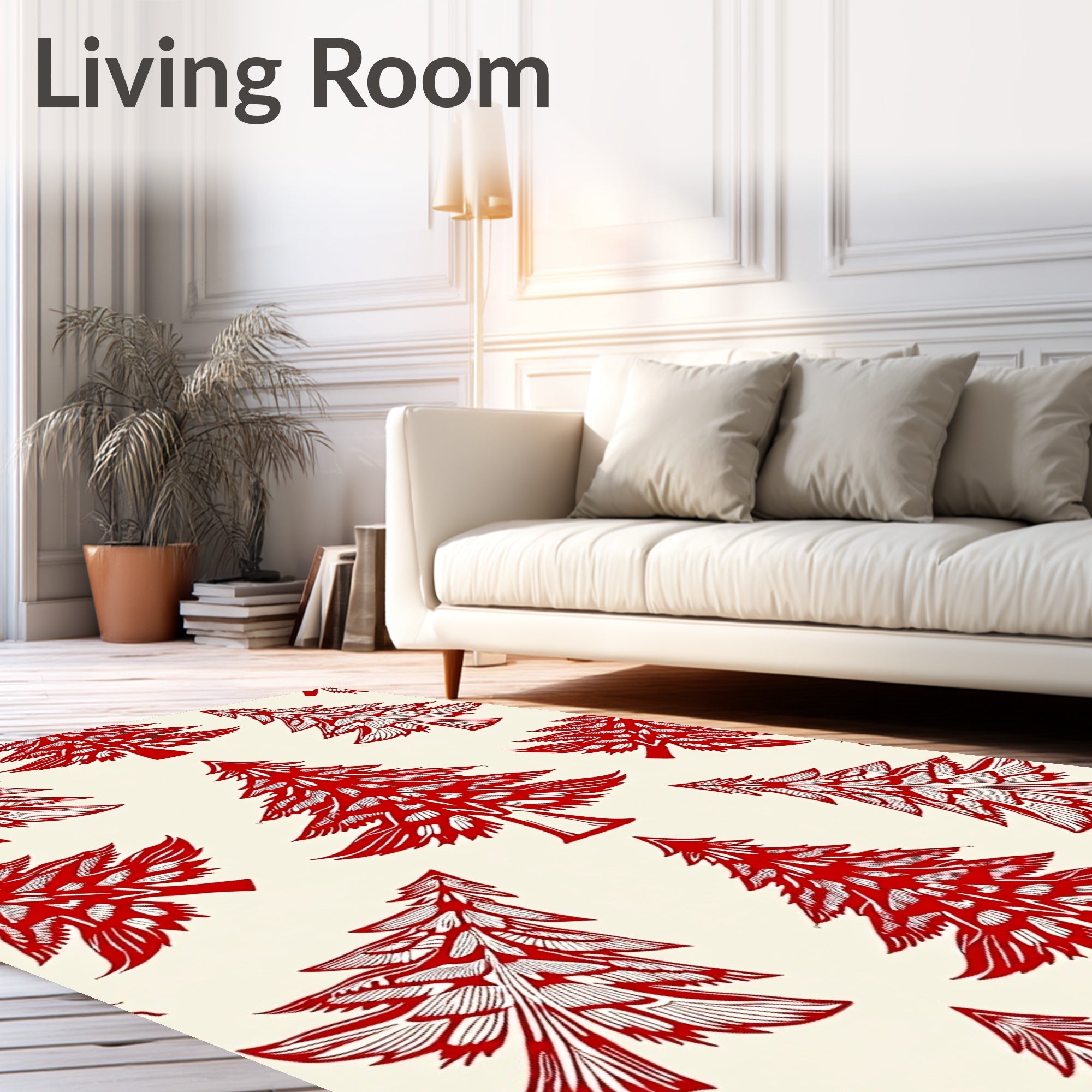 Crimson Winter Evergreen Forest Rug