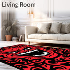 Fiery Red Demon Face Horror Rug
