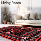 Bold Red Black Central Medallion Rug