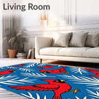 Vibrant Red Cardinal Winter Branch Whimsy Rug