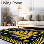 Golden Palm Tree Starry Night Rug