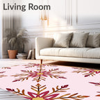 Crimson Gold Snowflake Repeat Print Rug