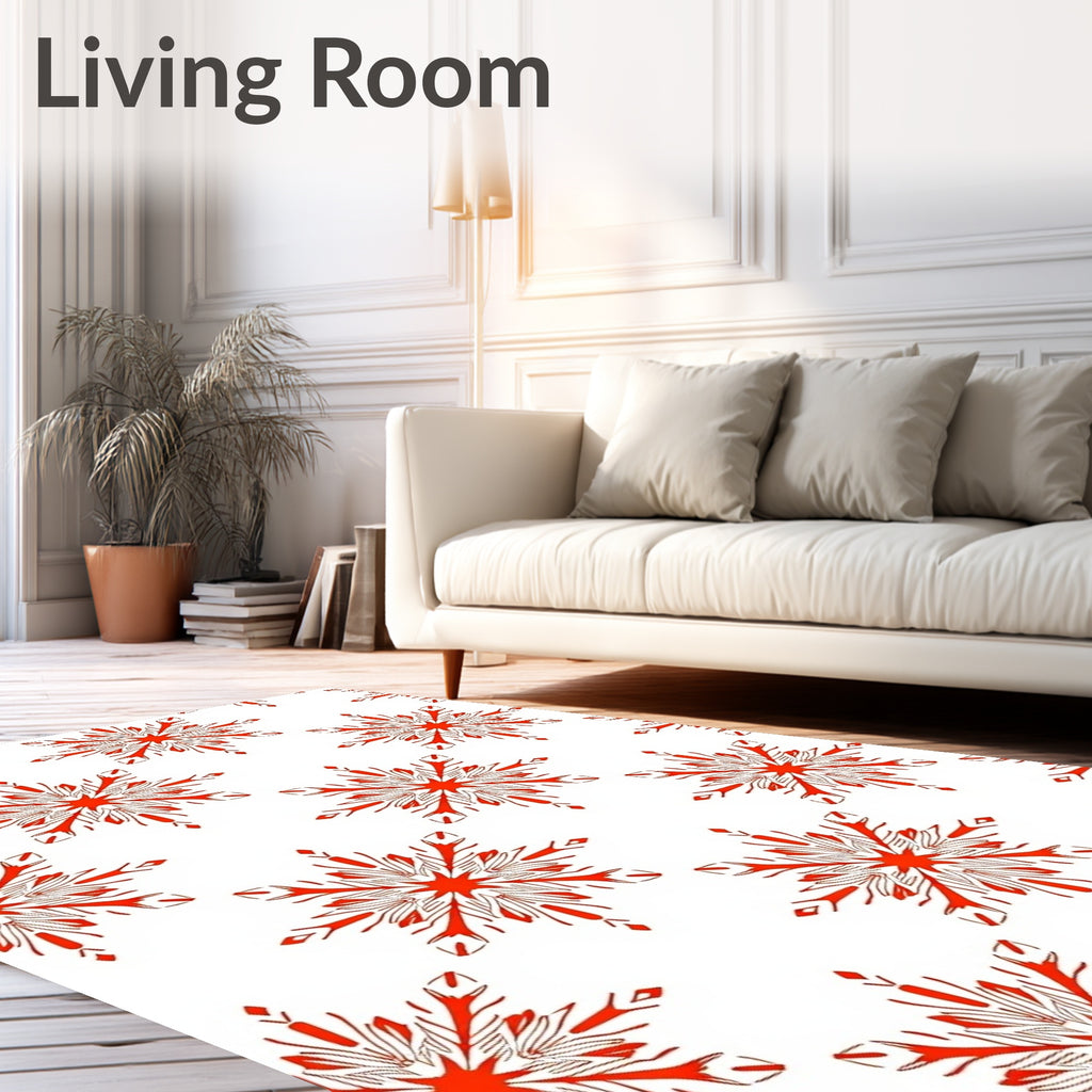 Vibrant Red Starburst Medallion Repeat Rug