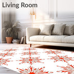 Vibrant Red Starburst Medallion Repeat Rug