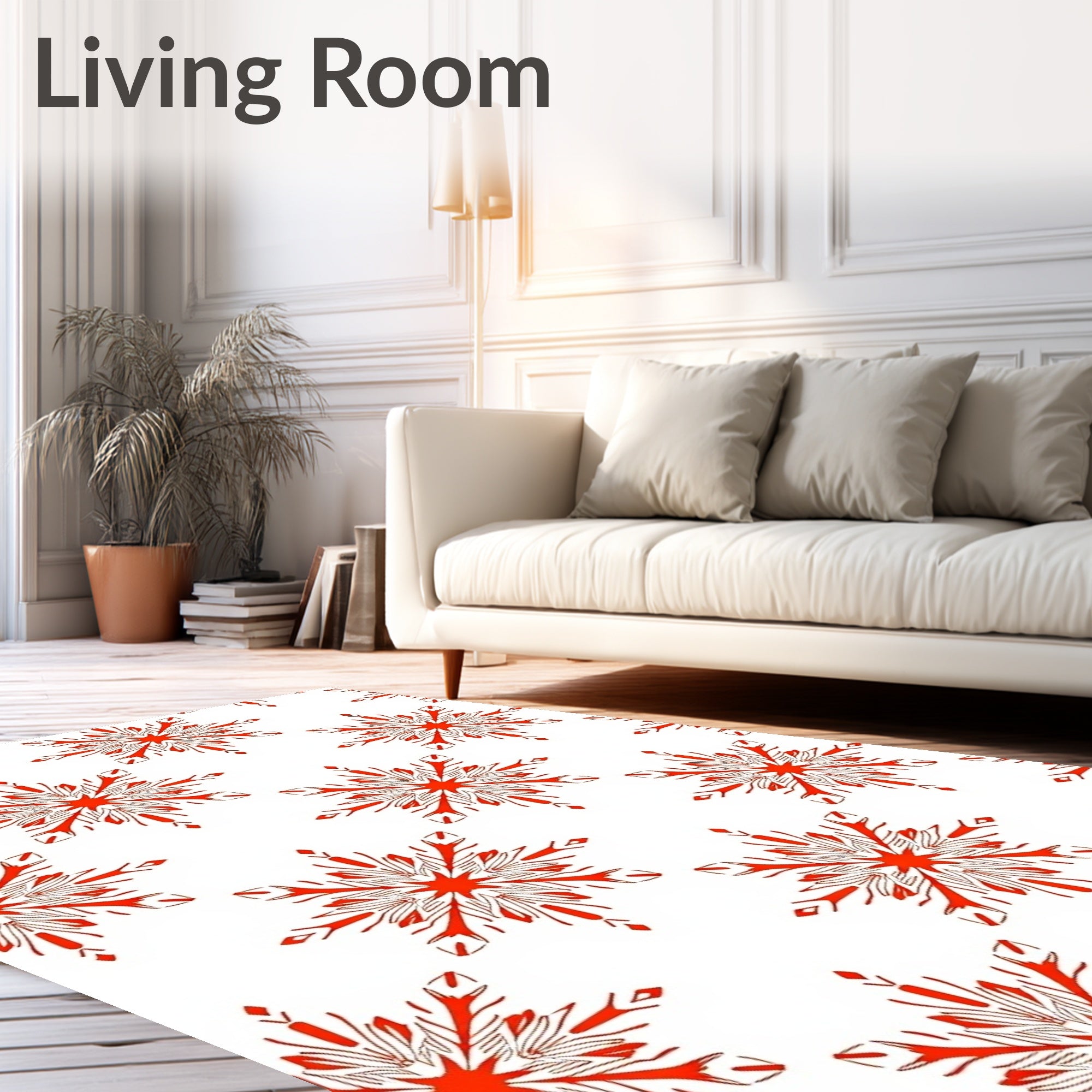 Vibrant Red Starburst Medallion Repeat Rug
