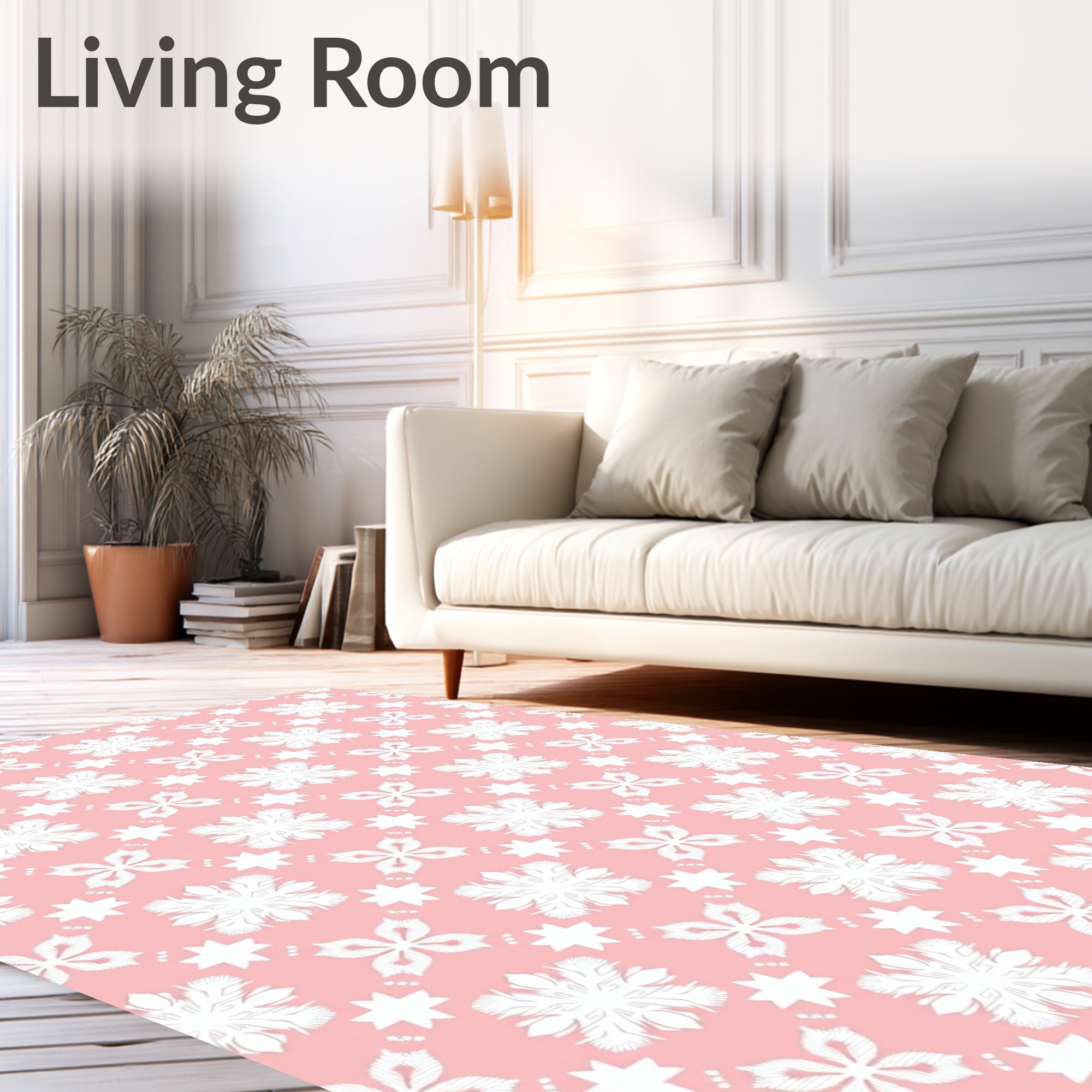 Blush Pink Floral Star Medallion Rug