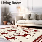 Crimson Deer Snowflakes Border Rug