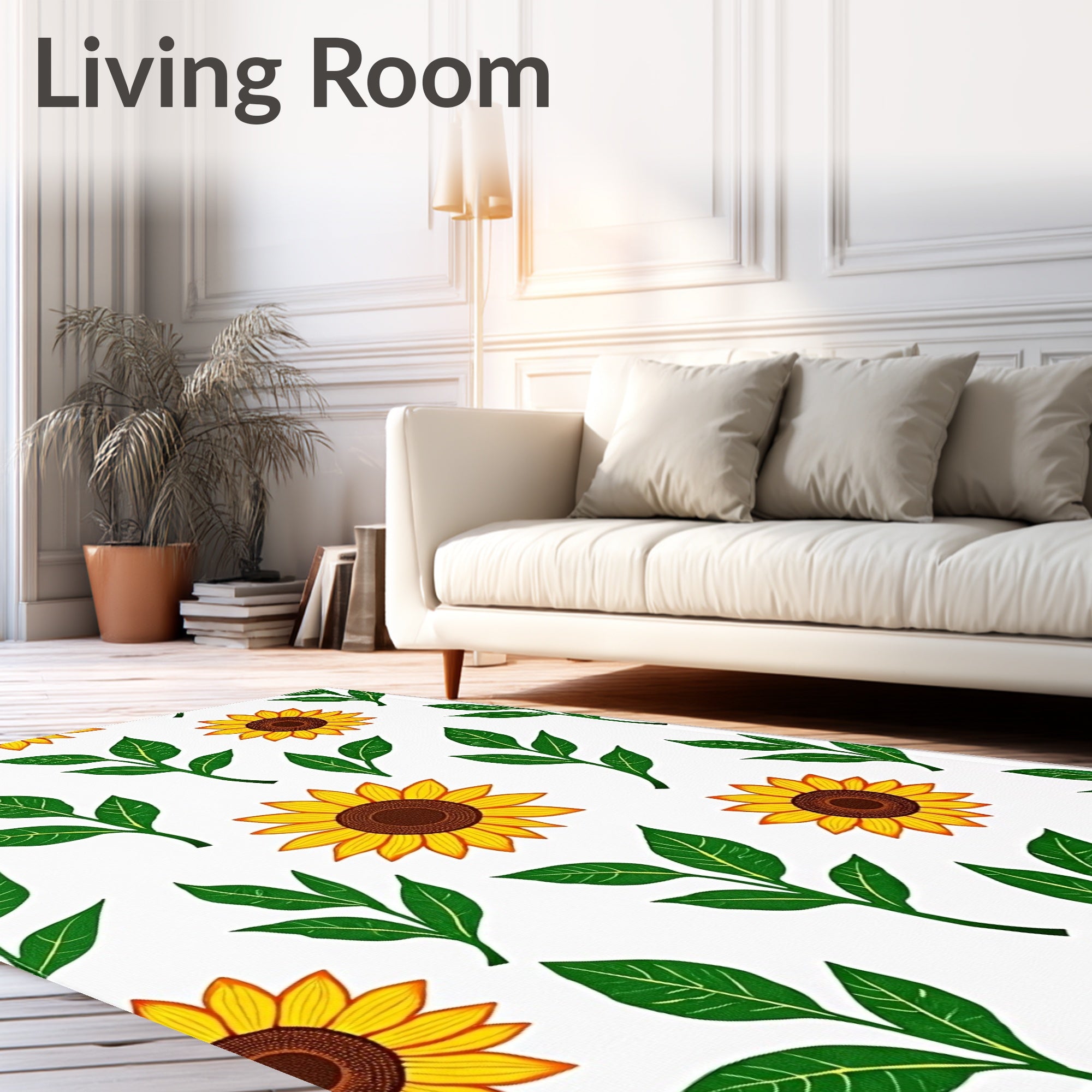 Golden Sunflower Leaf Arrangement Rug