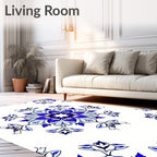 Deep Blue Radial Floral Medallion Rug