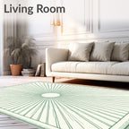 Radiant Green Sunburst Circle Cream Rug