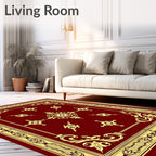 Rich Crimson Golden Ornate Floral Rug