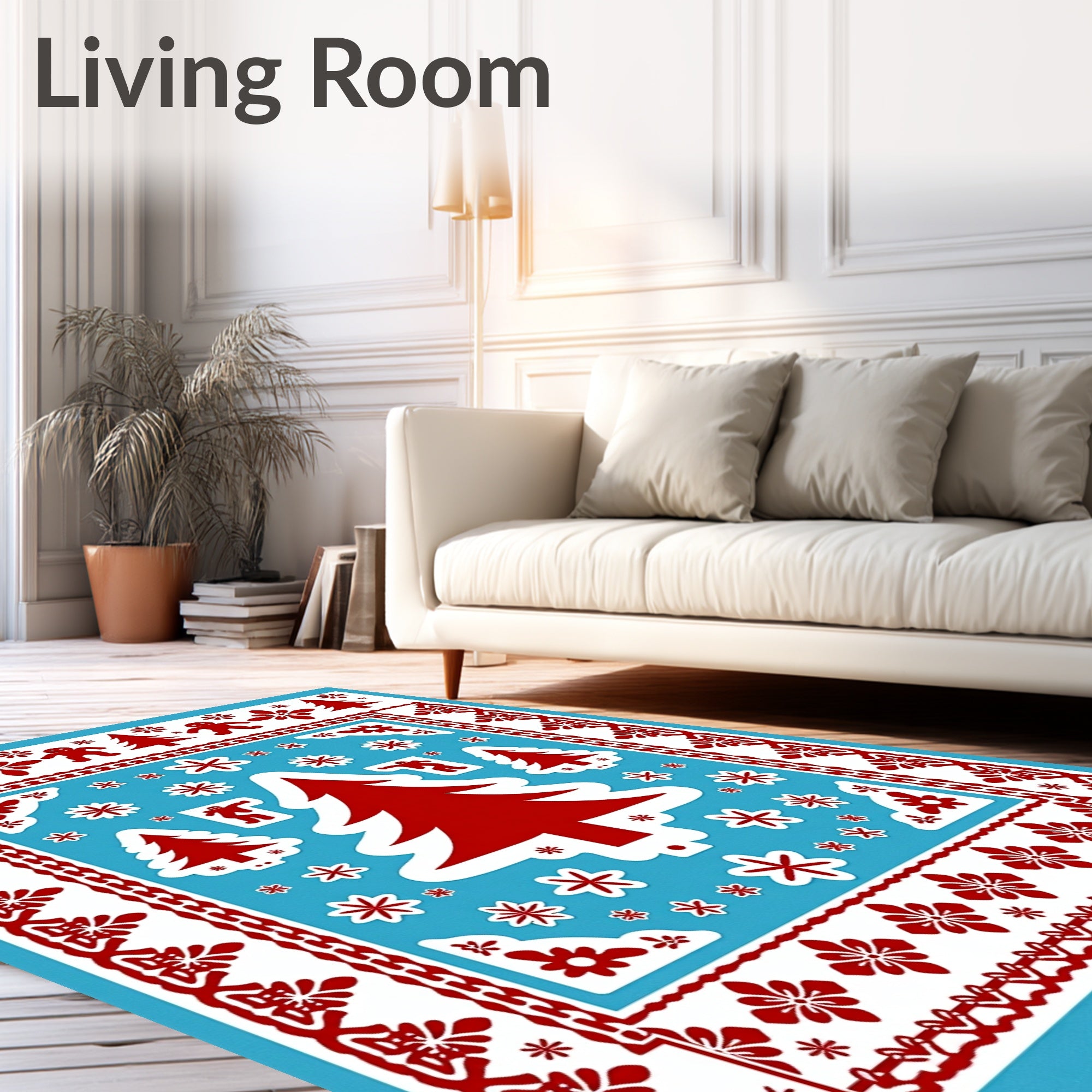 Christmas Tree Gingerbread Man Snowflakes Rug