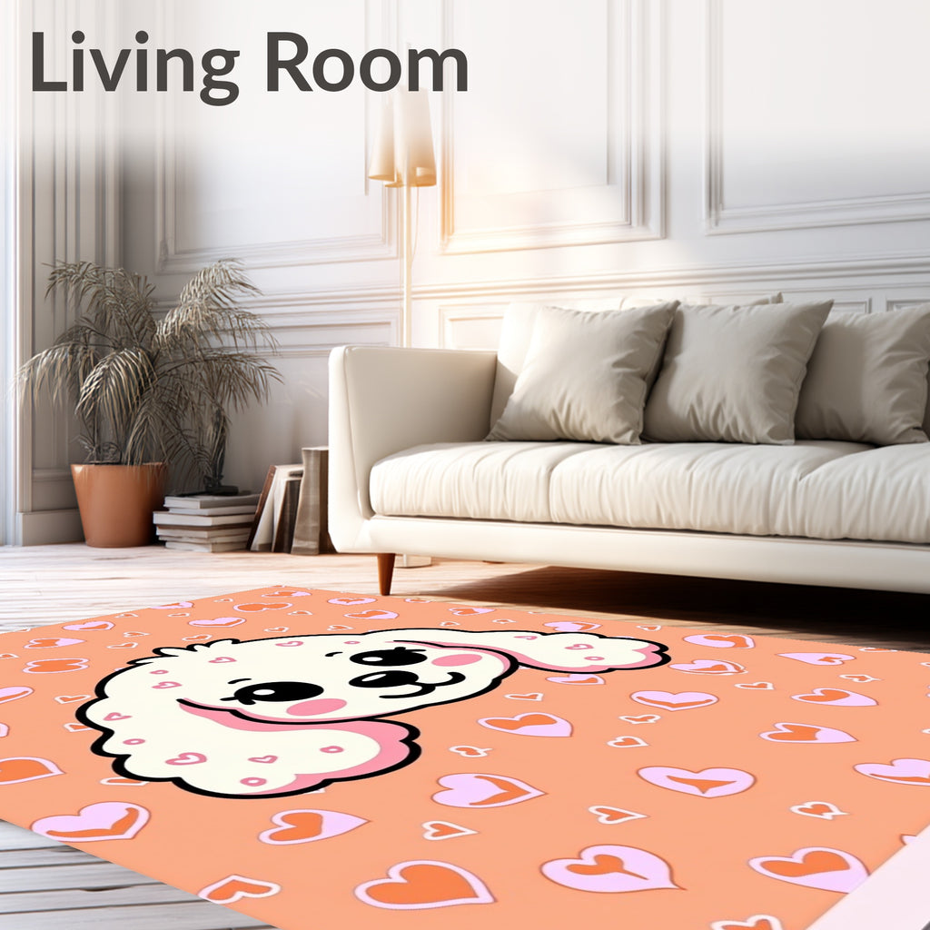 Cute White Puppy Hearts Scattered Rug