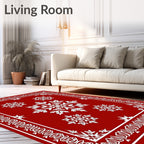 White Snowflake Bloom Border Rug