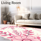Sweet Coral Floral Leaf Arrangement Rug
