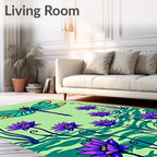 Art Nouveau Blue Dragonfly Lotus Garden Rug