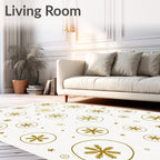 Golden Snowflake Scattered Circular Rug