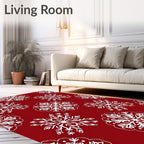 Crimson White Intricate Mandala Star Pattern Rug