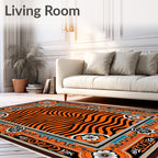 Bold Orange Black Tiger Stripe Rug