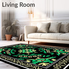 Emerald Green Floral Garden Medallion Rug