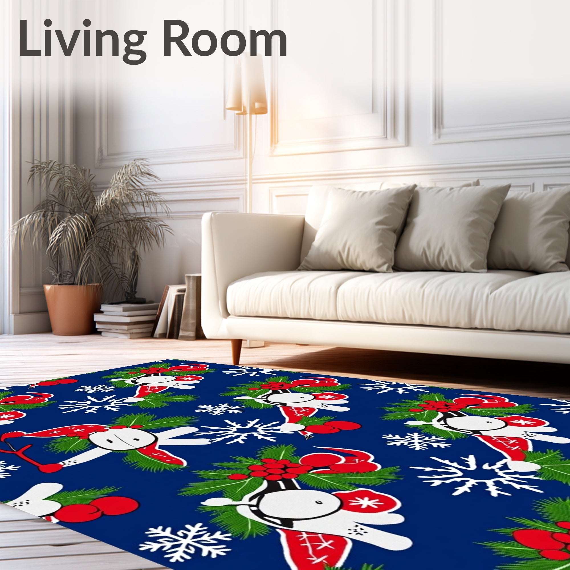 Christmas Characters With Snowy Berries Rug