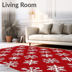 Crimson Snowflake Winter Wonderland Rug