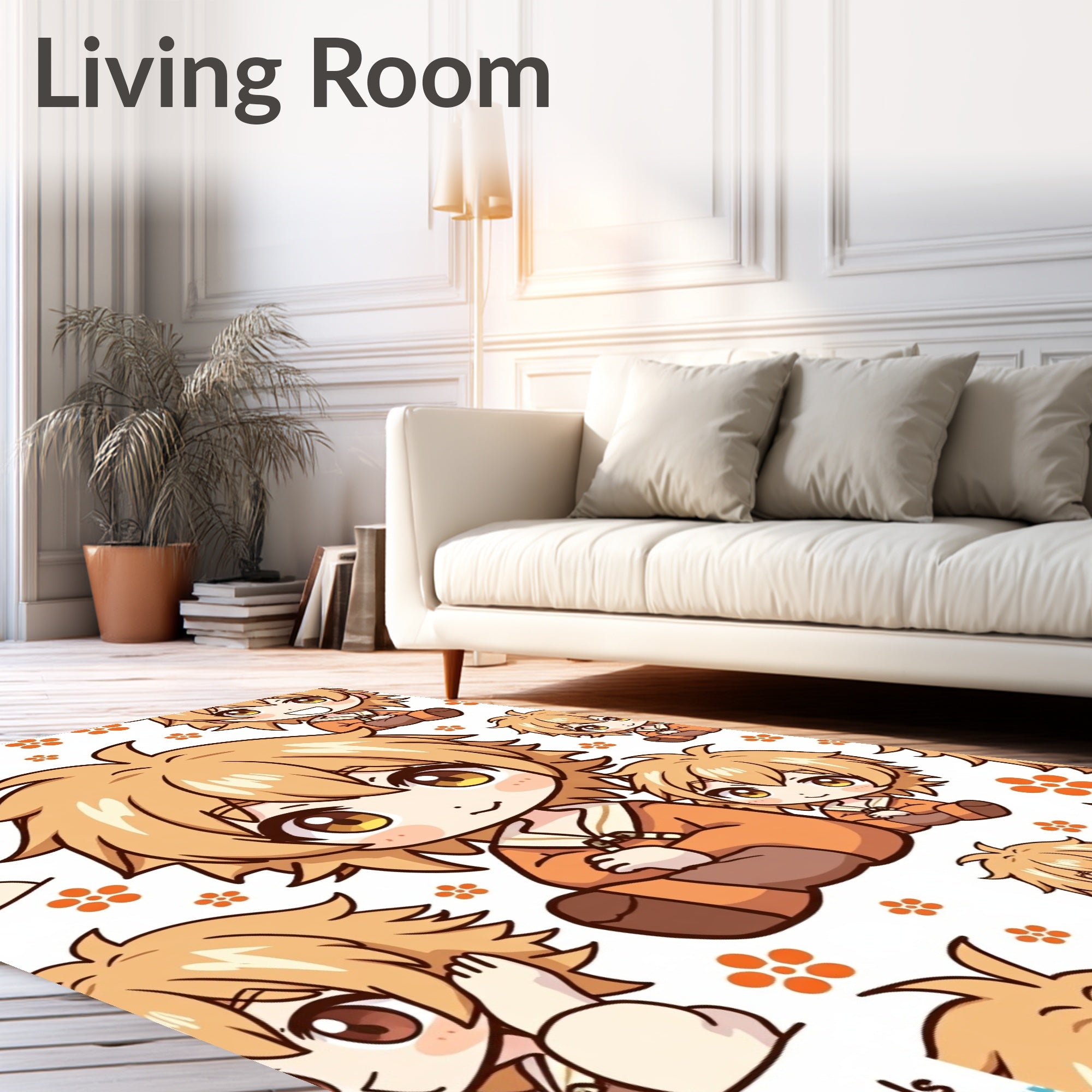 Cute Kawa Child Orange Blossom Collage Rug