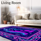 Neon Cat Cosmic Night Border Rug