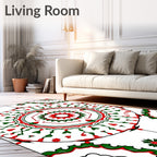 Red Green Medallion Mandala Rug