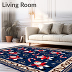 Festive Santa Claus Candy Cane Navy Rug