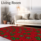 Vibrant Red Clover Swirl Rug
