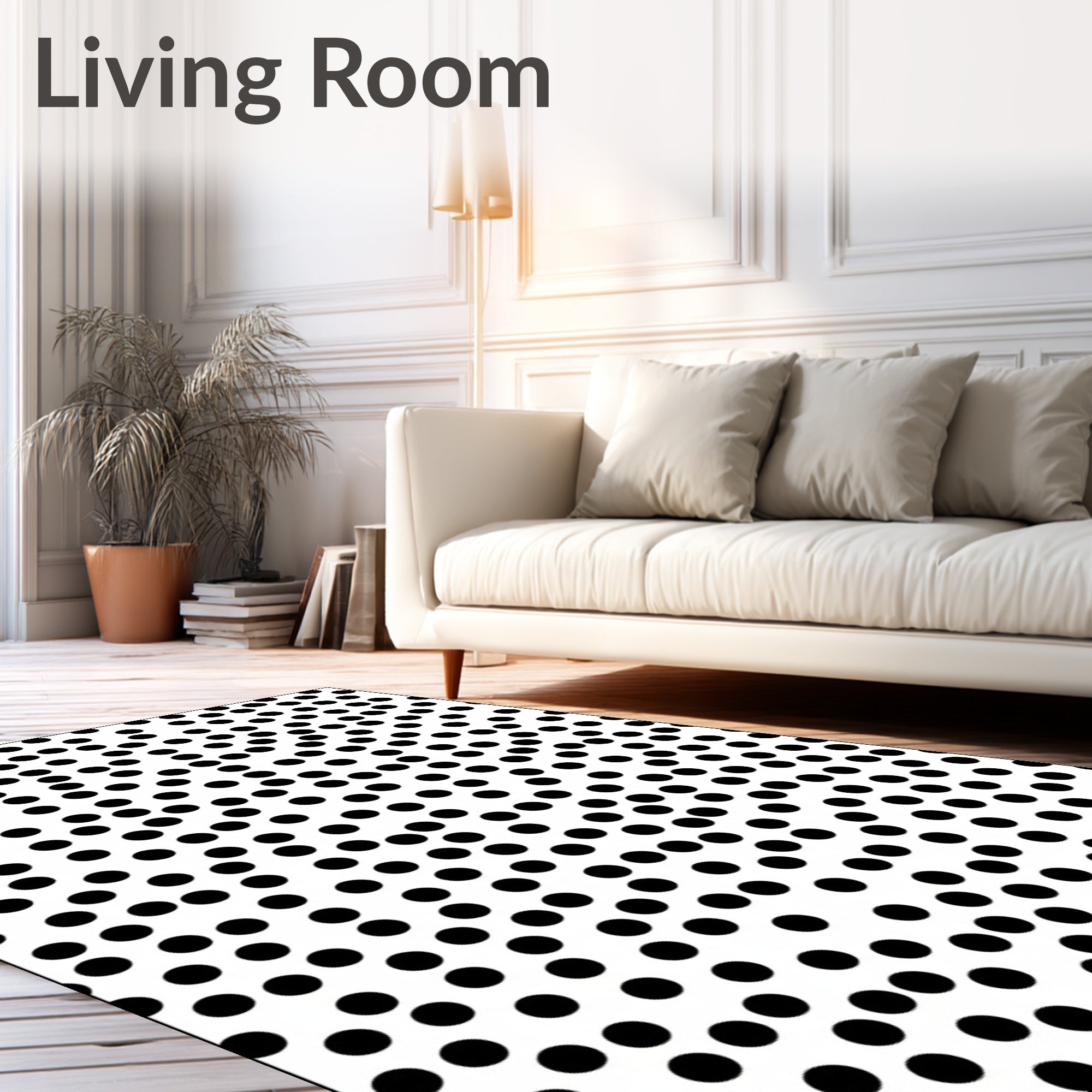 Modern Black Polka Dot Scatter Rug