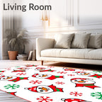 Joyful Snowman Red Green Snowflake Garland Rug
