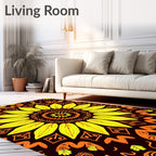 Vibrant Yellow Sunflower Mandala Rug